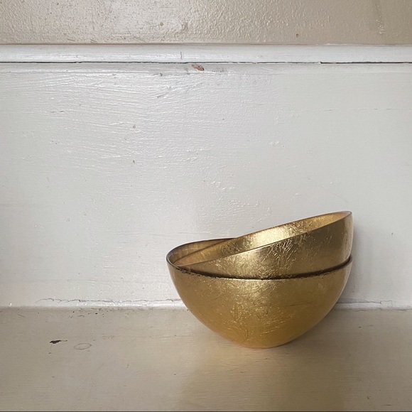 Anthropologie Other - Anthropologie Gilded Gold Glass Snack Bowl Set (2)